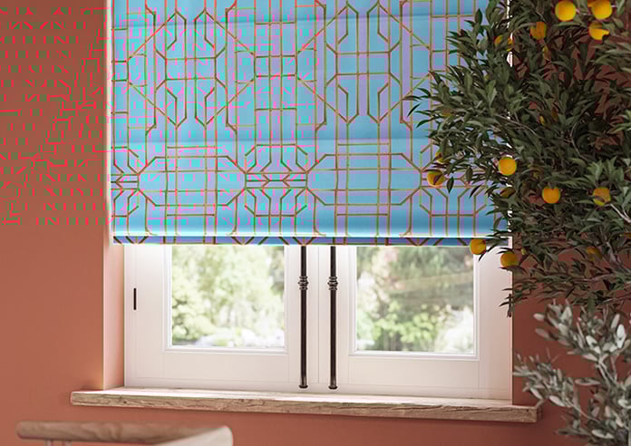 Bamboo Candy, Red Blue - Motorised Roman Blind - Image 5